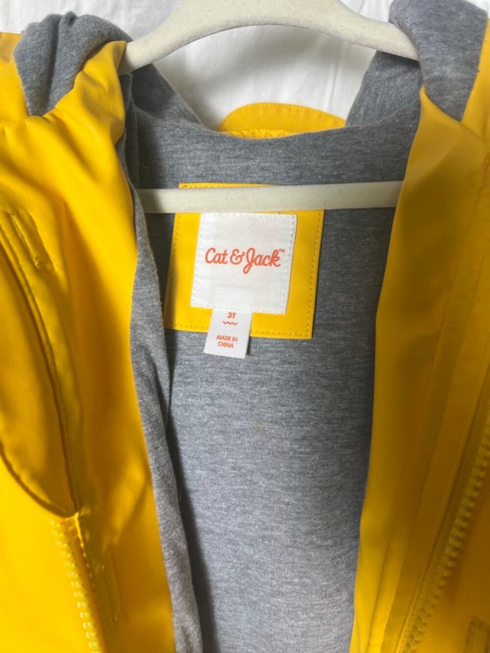 Cat & Jack Toddler 3T Yellow Hooded Rain Jacket
